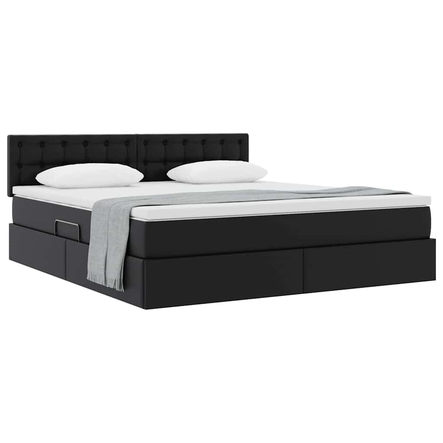 Opslag bed met matras met opslag Zwart 160 x 200 cm Nep Leer