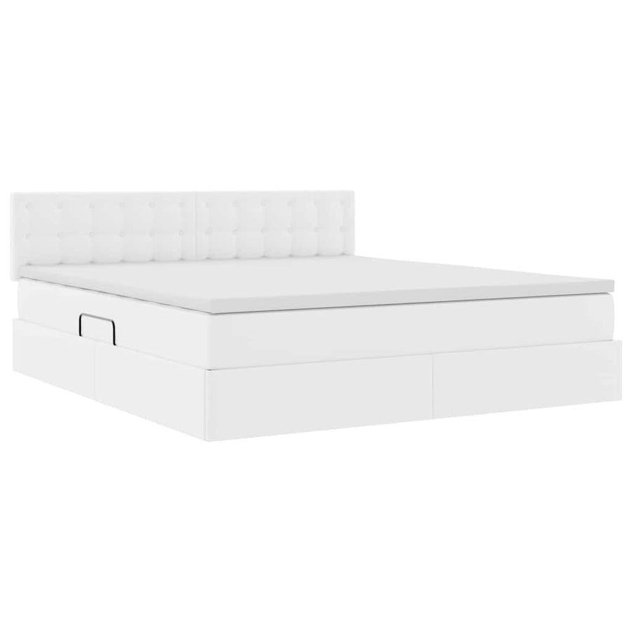 Opslag bed met matras met opslag Puur Wit 160 x 200 cm Nep Leer