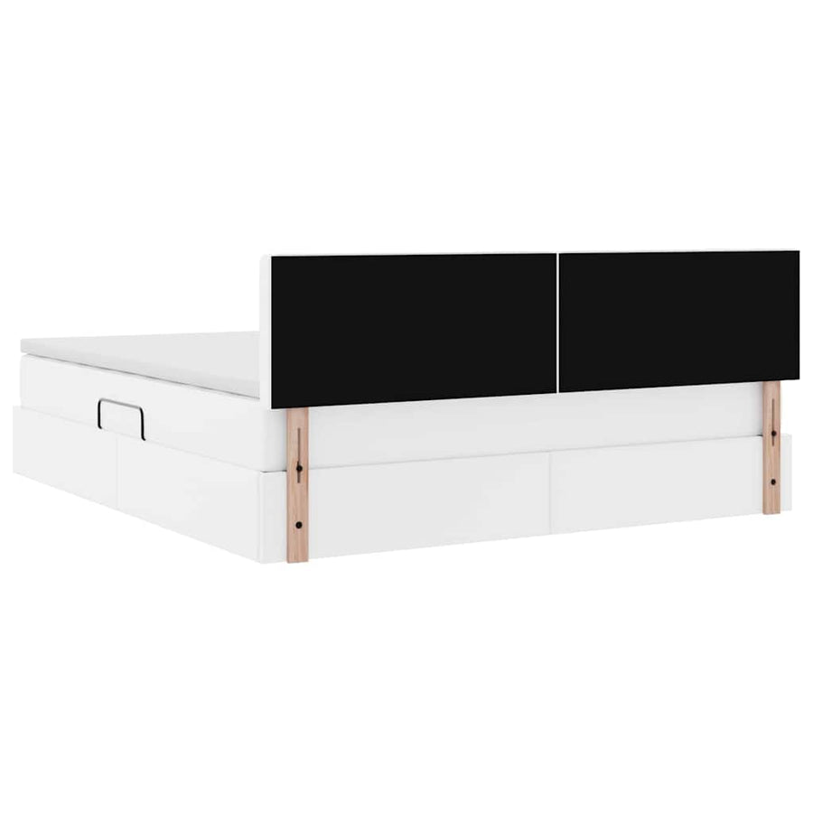 Opslag bed met matras met opslag Puur Wit 160 x 200 cm Nep Leer