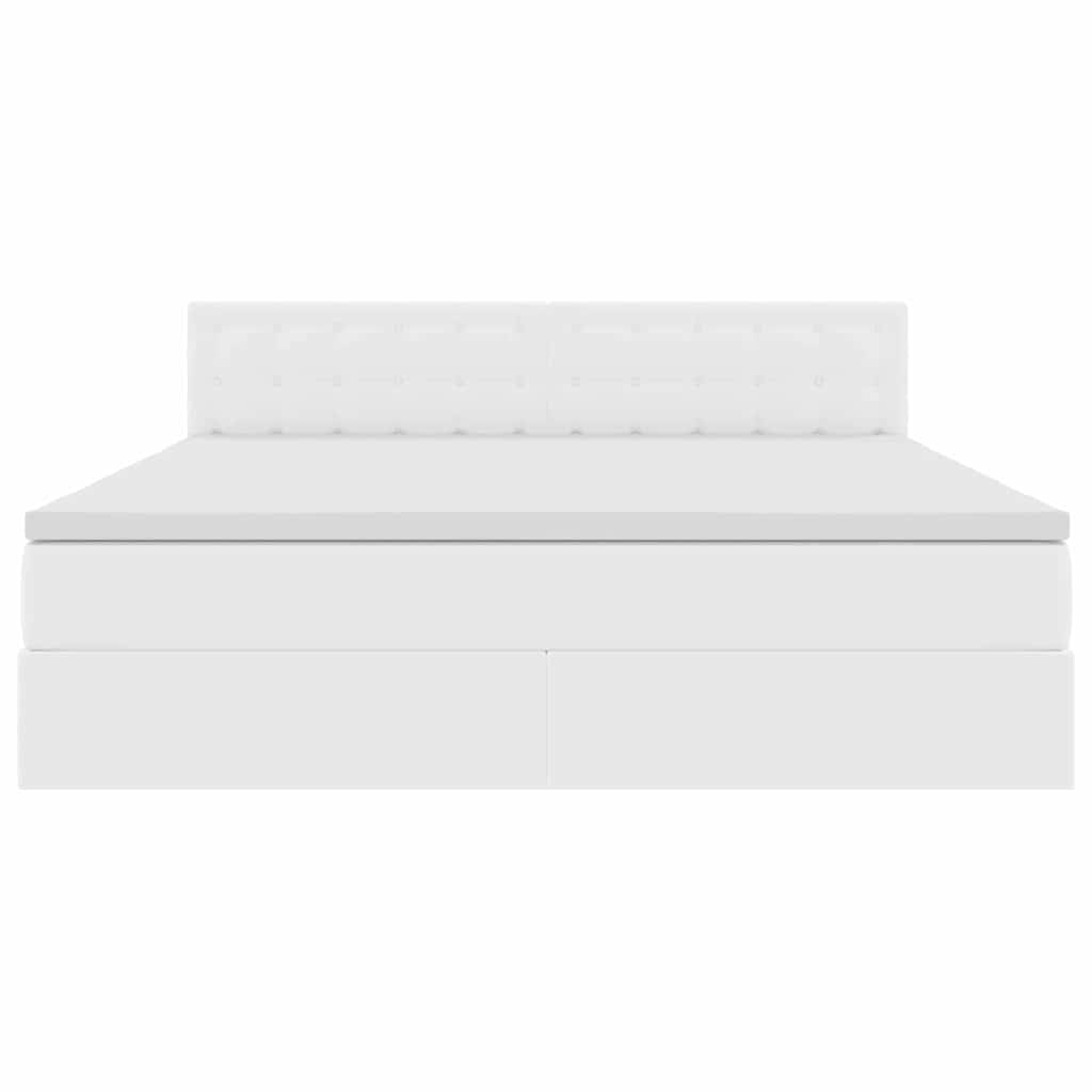 Opslag bed met matras met opslag Puur Wit 160 x 200 cm Nep Leer