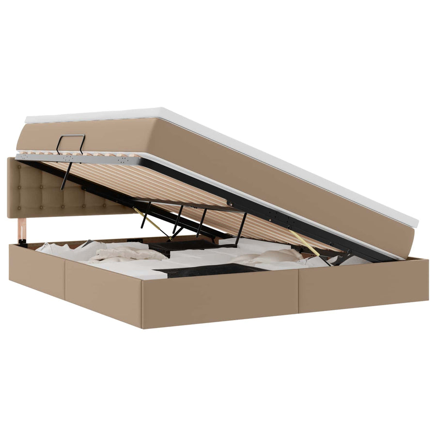 Opslag bed met matras Cappuccino 160 x 200 cm Nep Leer