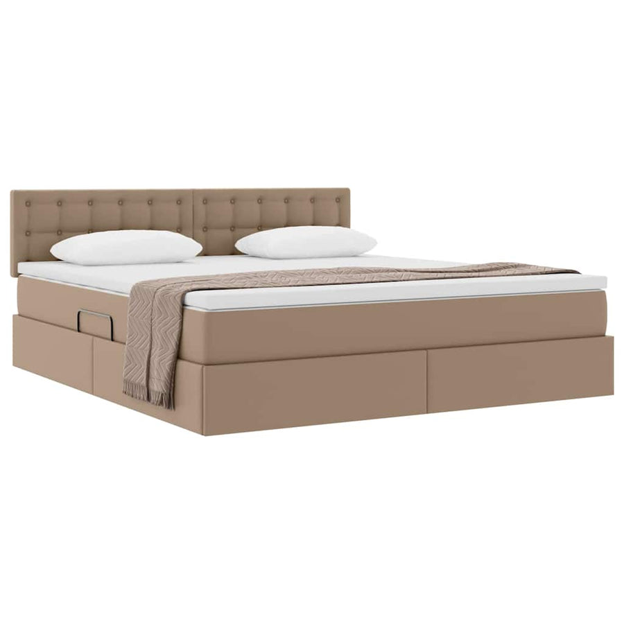 Opslag bed met matras Cappuccino 160 x 200 cm Nep Leer