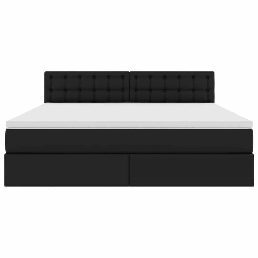 Opslag bed met matras met opslag Zwart 180 x 200 cm Nep Leer