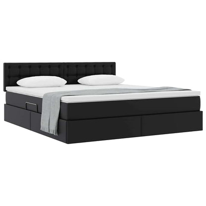 Opslag bed met matras met opslag Zwart 180 x 200 cm Nep Leer