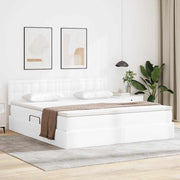 Opbergbed 180x200 cm wit kunstleer met matras