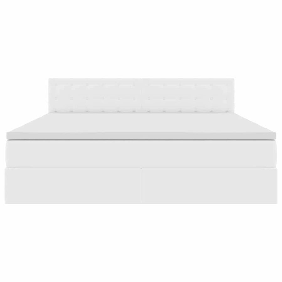Opslag bed met matras met opslag Puur Wit 180 x 200 cm Nep Leer