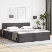 Opbergbed met matras 180x200 cm grijs kunstleer