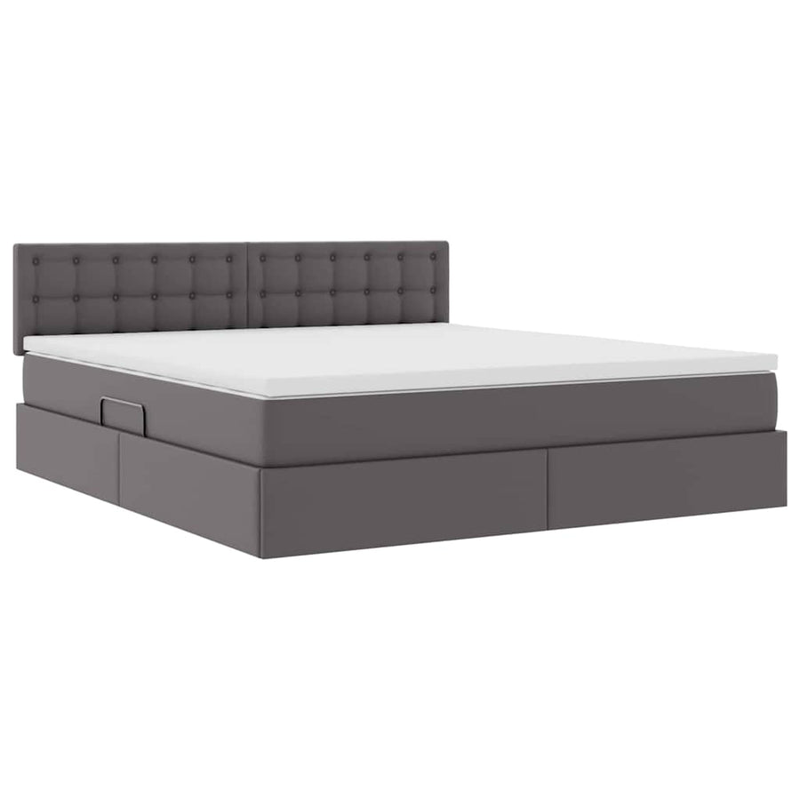 Opslag bed met matras met opslag Grijs 180 x 200 cm Nep Leer
