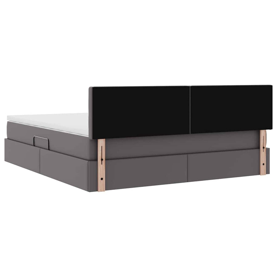 Opslag bed met matras met opslag Grijs 180 x 200 cm Nep Leer