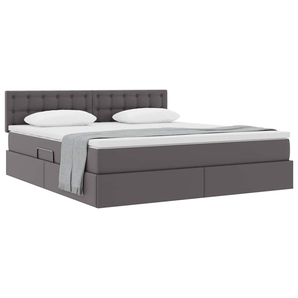 Opslag bed met matras met opslag Grijs 180 x 200 cm Nep Leer