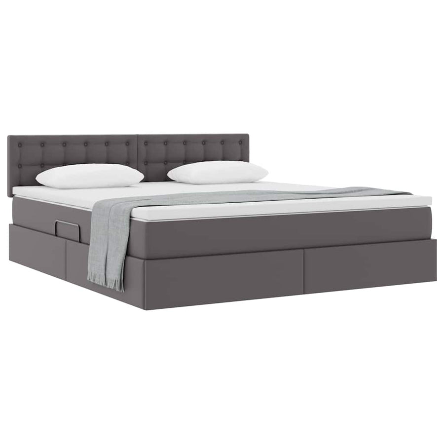 Opslag bed met matras met opslag Grijs 180 x 200 cm Nep Leer