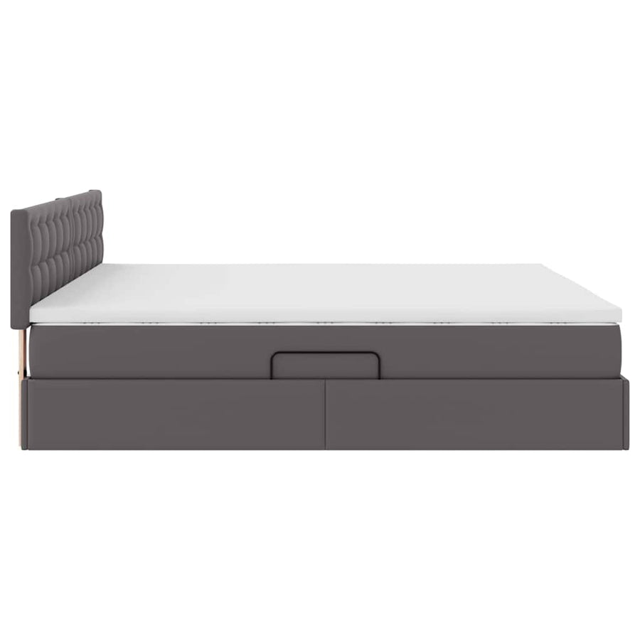 Opslag bed met matras met opslag Grijs 180 x 200 cm Nep Leer