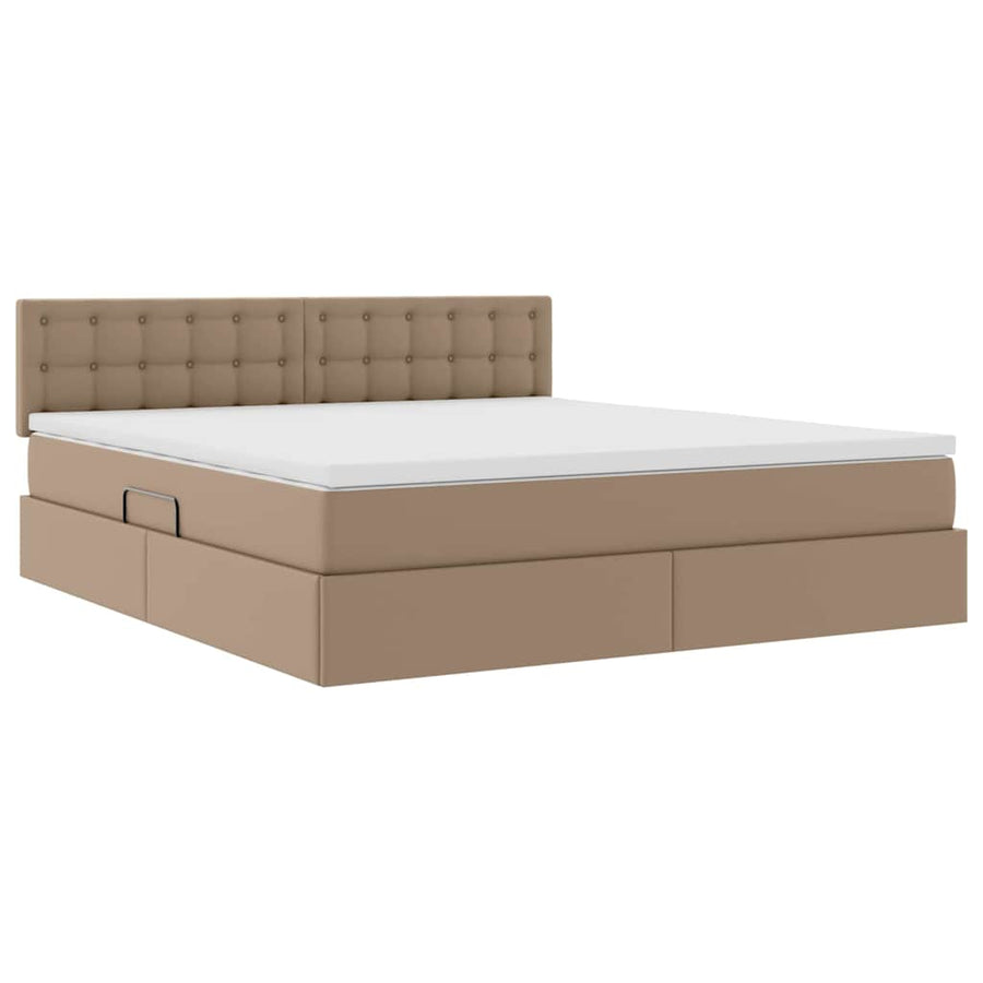Opslag bed met matras Cappuccino 180 x 200 cm Nep Leer