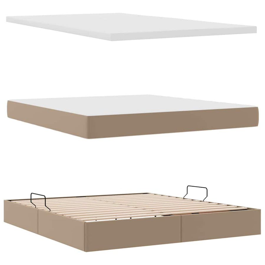 Opslag bed met matras Cappuccino 180 x 200 cm Nep Leer