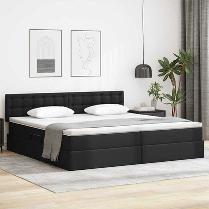 Opslag bed met matras met opslag Zwart 200 x 200 cm Nep Leer