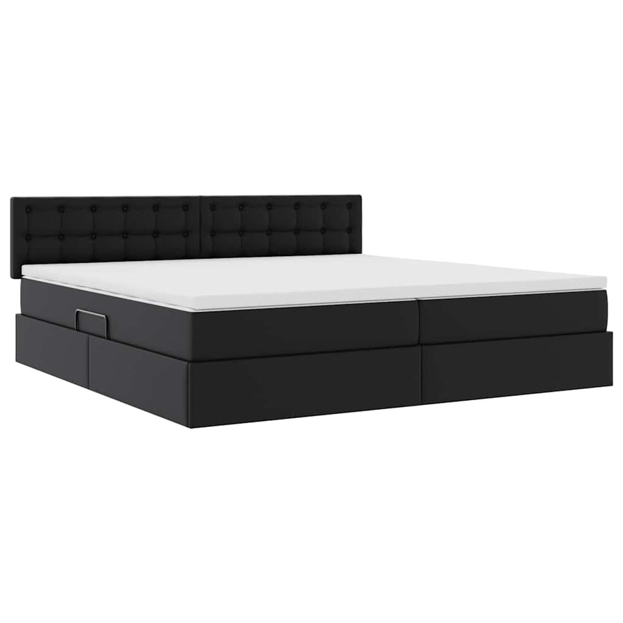 Opslag bed met matras met opslag Zwart 200 x 200 cm Nep Leer