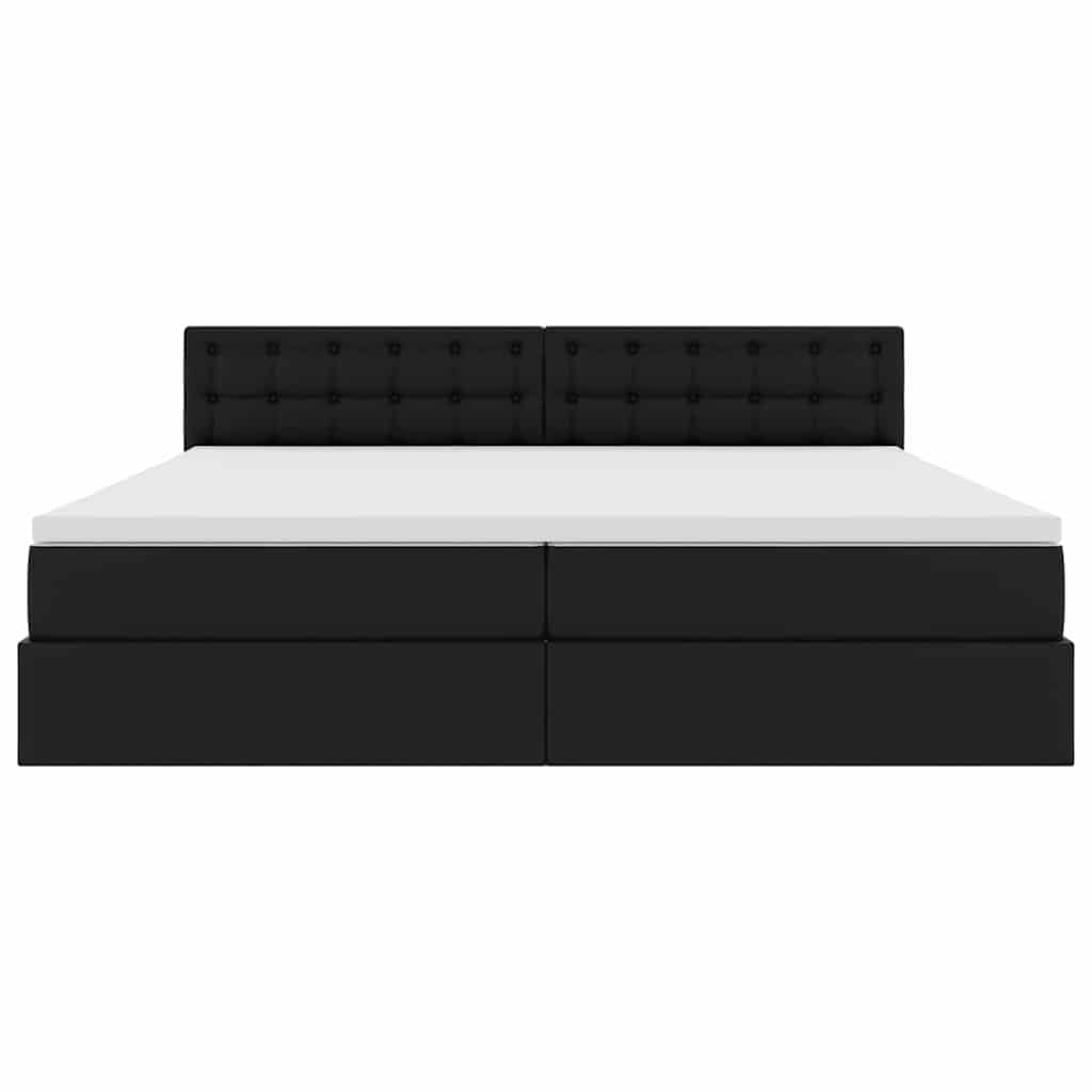 Opslag bed met matras met opslag Zwart 200 x 200 cm Nep Leer