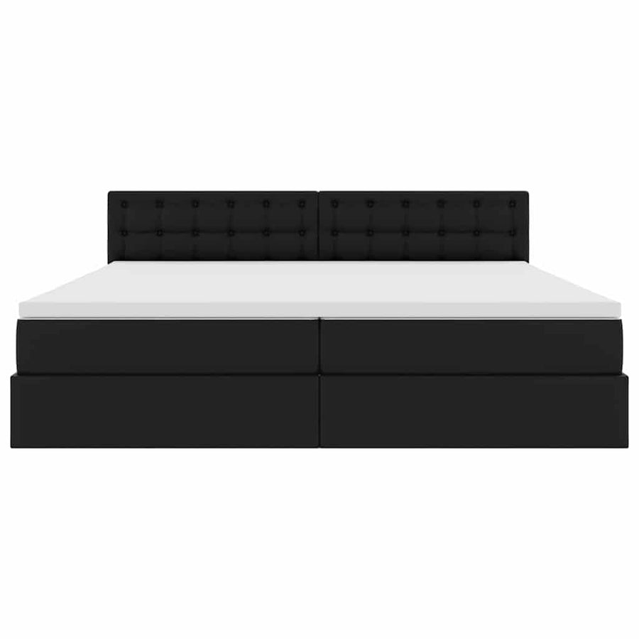 Opslag bed met matras met opslag Zwart 200 x 200 cm Nep Leer