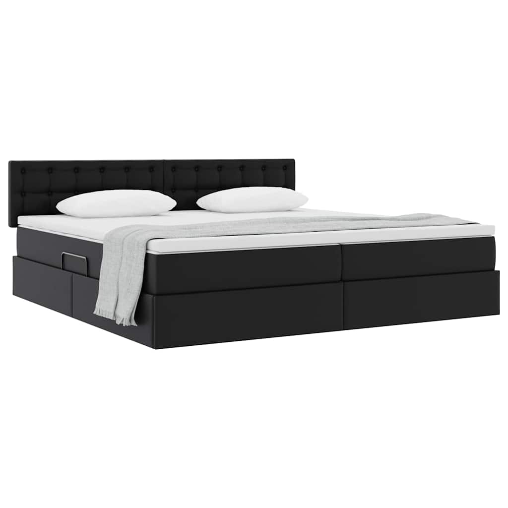 Opslag bed met matras met opslag Zwart 200 x 200 cm Nep Leer
