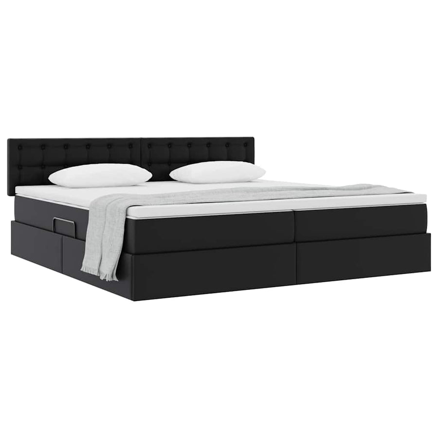 Opslag bed met matras met opslag Zwart 200 x 200 cm Nep Leer