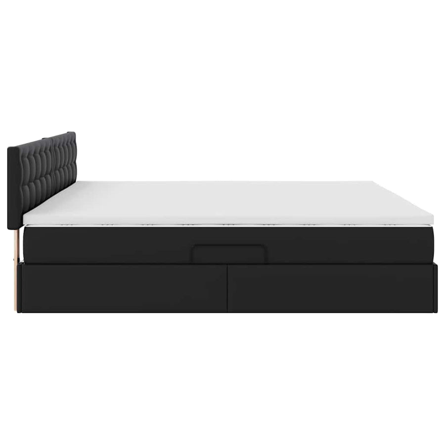 Opslag bed met matras met opslag Zwart 200 x 200 cm Nep Leer