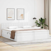 Opbergbed 200x200 cm kunstleer wit