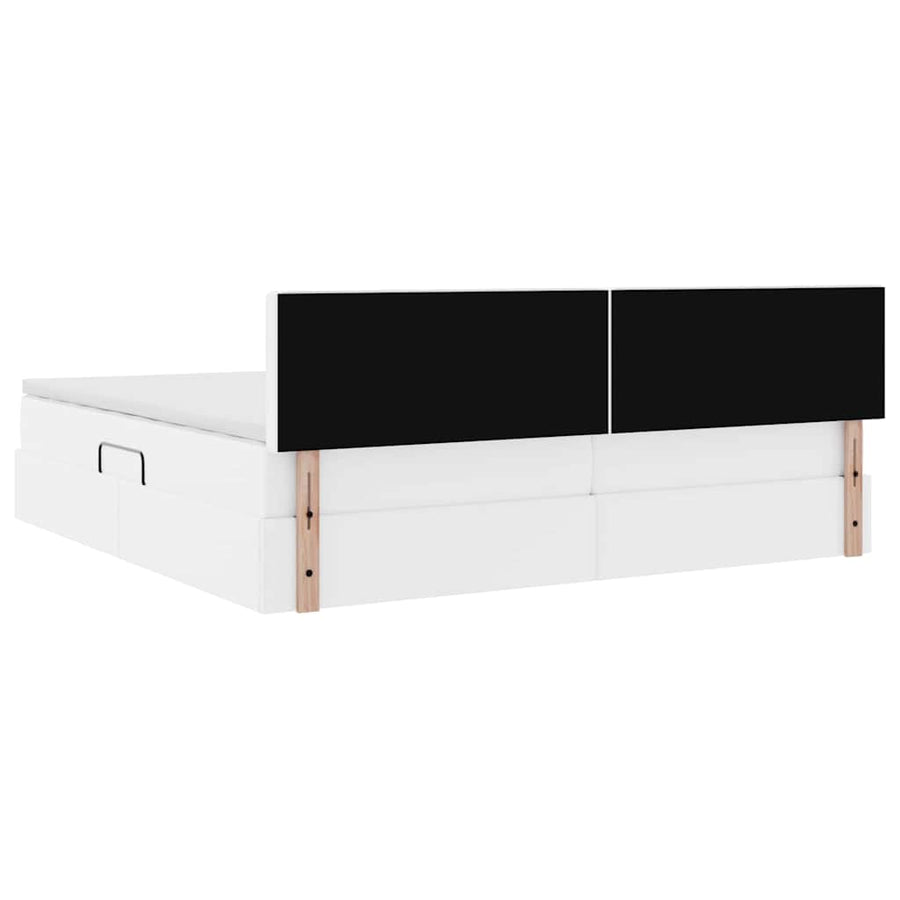 Opslag bed met matras met opslag Puur Wit 200 x 200 cm Nep Leer