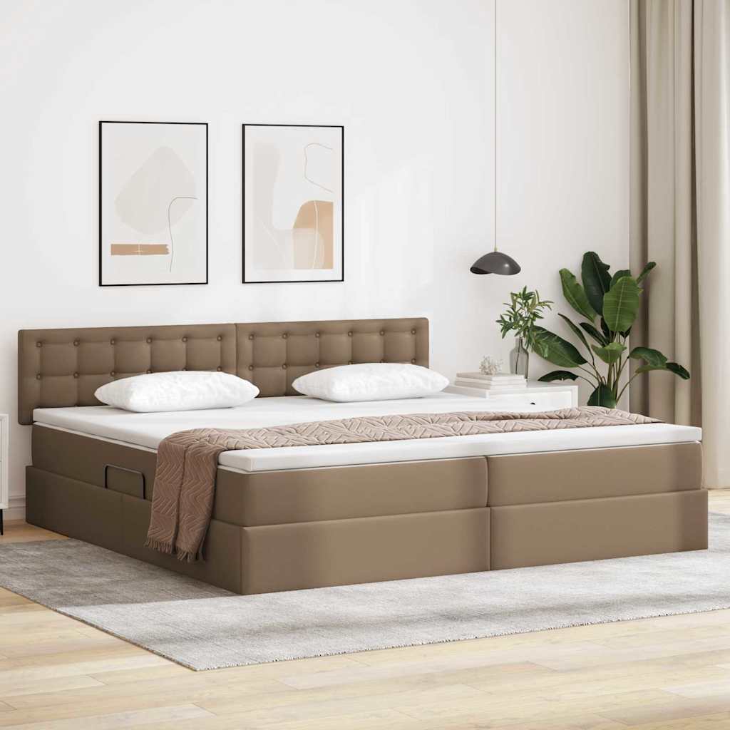 Opslag bed met matras Cappuccino 200 x 200 cm Nep Leer