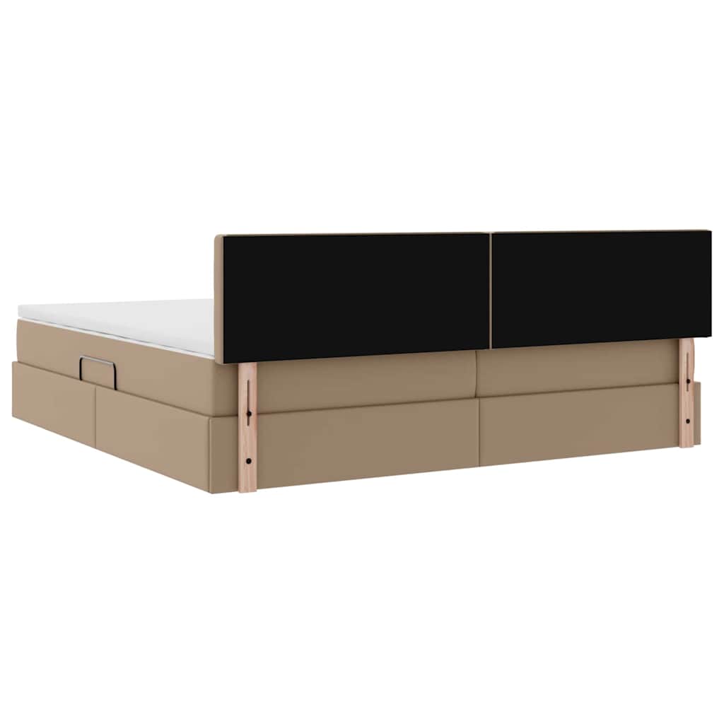 Opslag bed met matras Cappuccino 200 x 200 cm Nep Leer