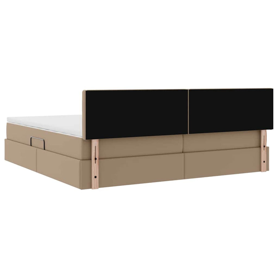 Opslag bed met matras Cappuccino 200 x 200 cm Nep Leer