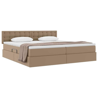 Opslag bed met matras Cappuccino 200 x 200 cm Nep Leer