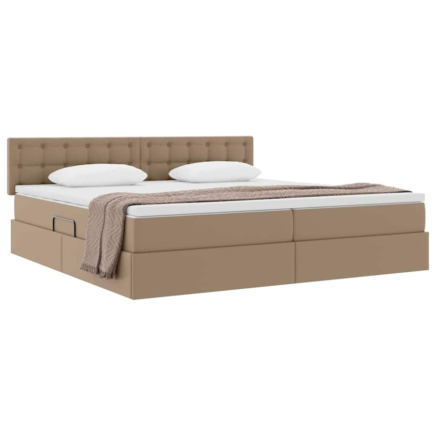 Opslag bed met matras Cappuccino 200 x 200 cm Nep Leer