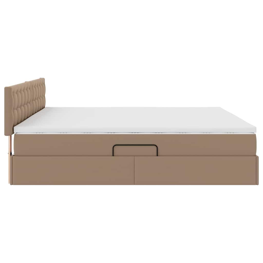 Opslag bed met matras Cappuccino 200 x 200 cm Nep Leer