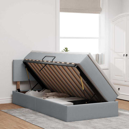 Opbergbed met matras Lichtgrijs 90 x 190 cm Bewerkt hout