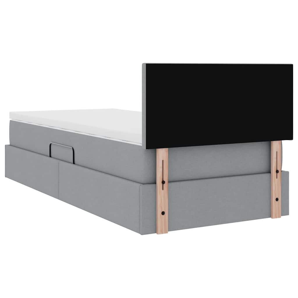 Opbergbed met matras Lichtgrijs 90 x 190 cm Bewerkt hout