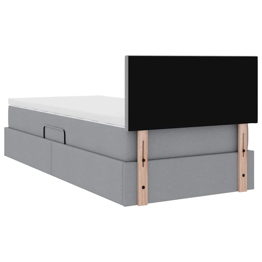 Opbergbed met matras Lichtgrijs 90 x 190 cm Bewerkt hout