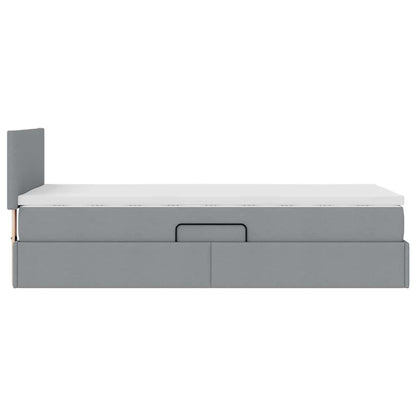 Opbergbed met matras Lichtgrijs 90 x 190 cm Bewerkt hout