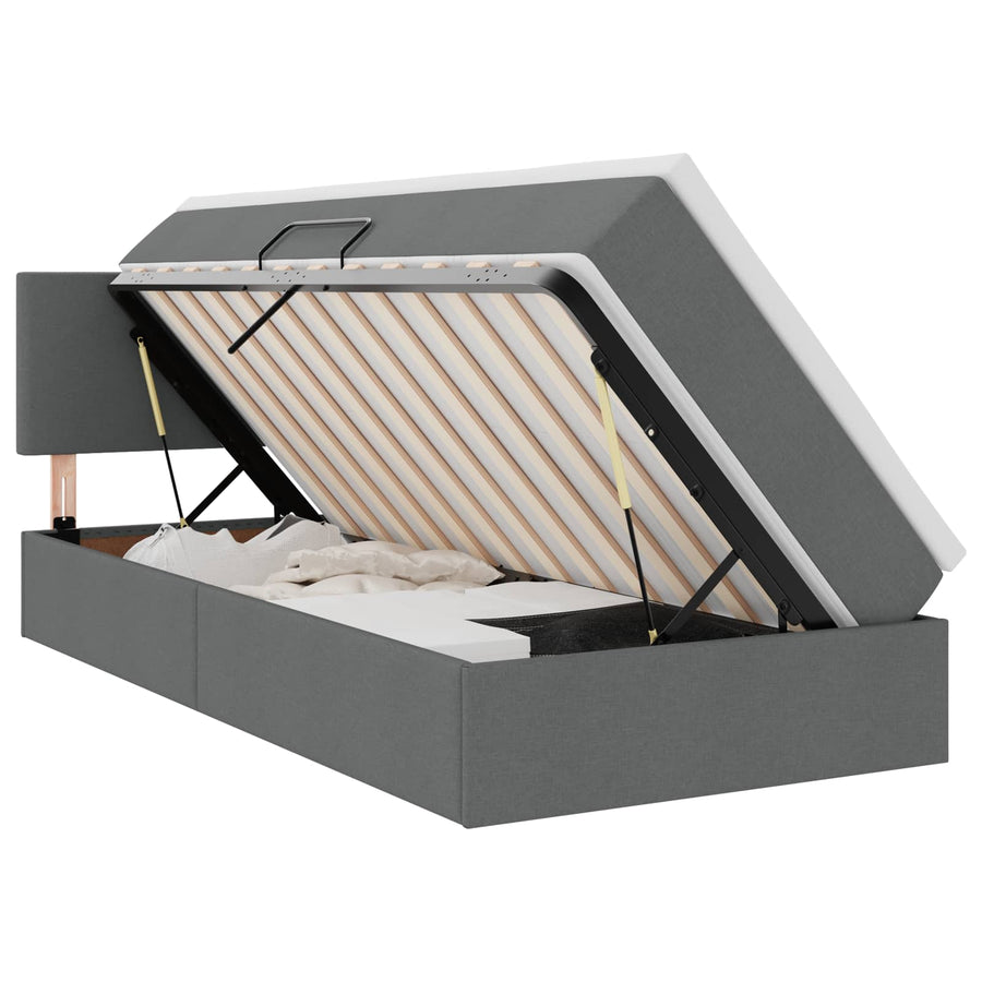 Opbergbed met matras Donkergrijs 90 x 190 cm Bewerkt hout