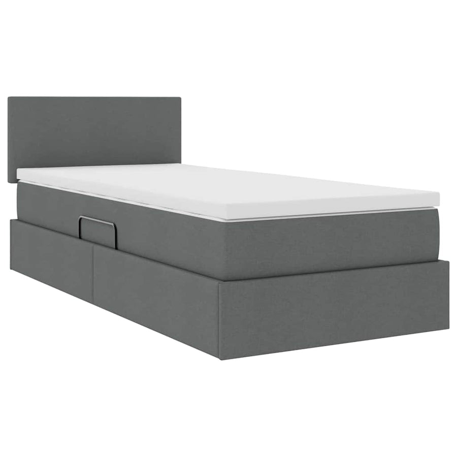 Opbergbed met matras Donkergrijs 90 x 190 cm Bewerkt hout