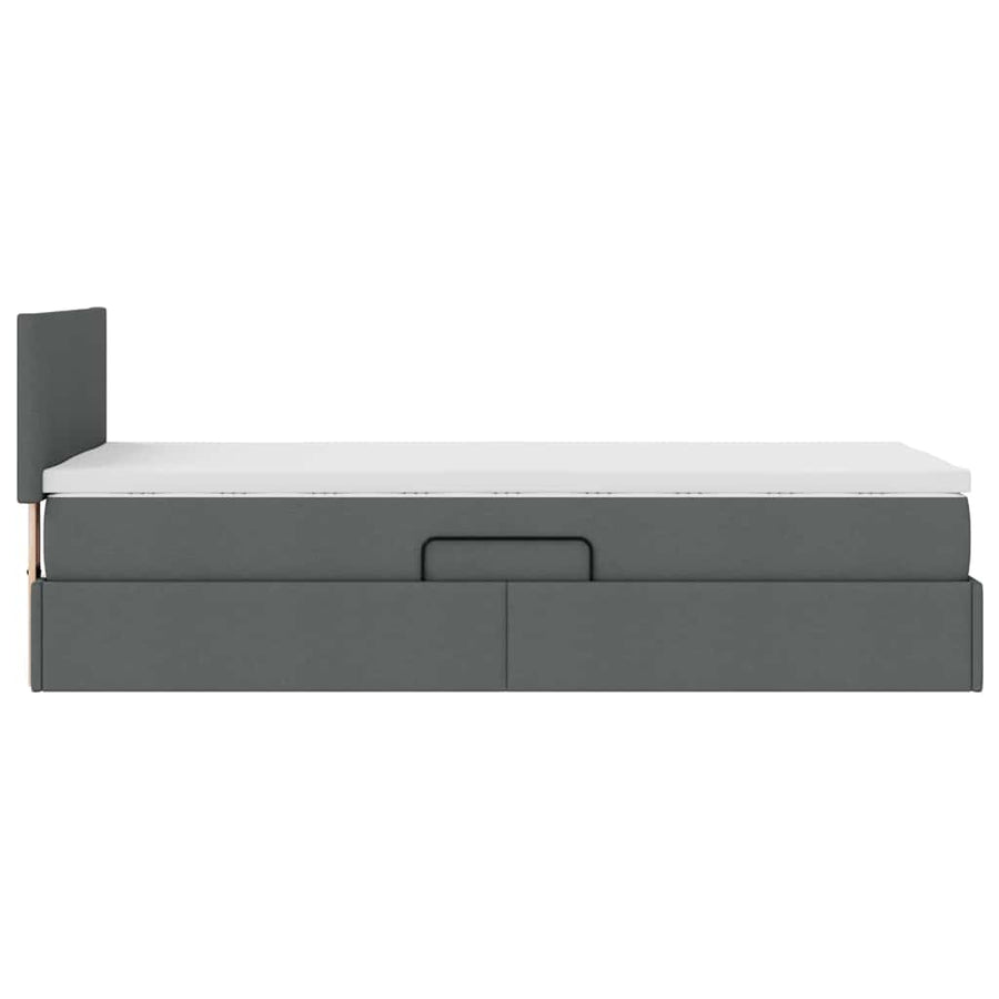 Opbergbed met matras Donkergrijs 90 x 190 cm Bewerkt hout