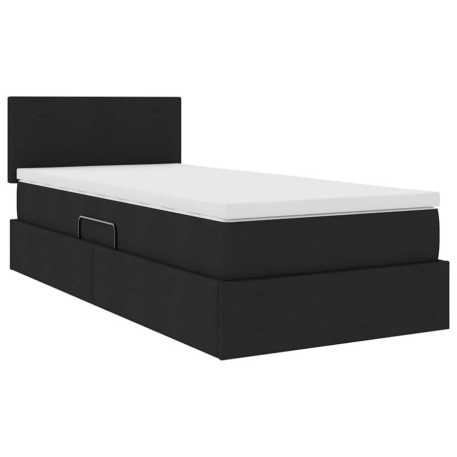Opbergbed met matras met matras Zwart 90 x 190 cm Bewerkt hout