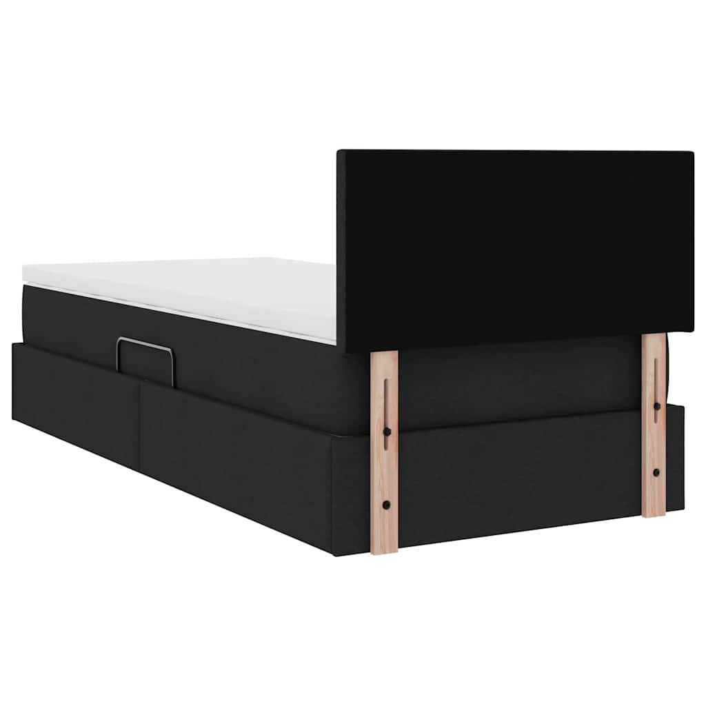 Opbergbed met matras met matras Zwart 90 x 200 cm Bewerkt hout