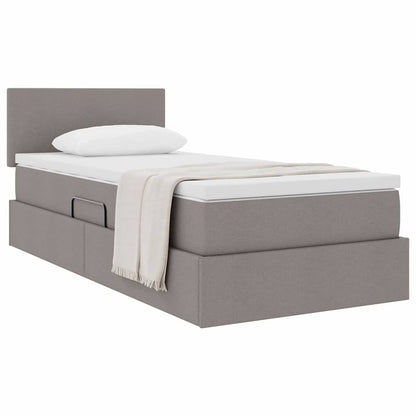 Opbergbed met matras met matras Taupe 90 x 200 cm Bewerkt hout