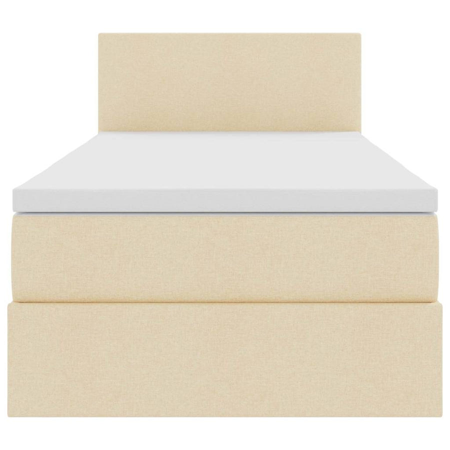 Opbergbed met matras met matras Crème 90 x 200 cm Bewerkt hout
