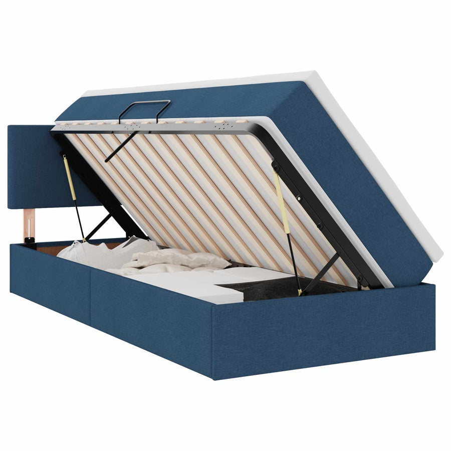 Opbergbed met matras met matras Blauw 90 x 200 cm Bewerkt hout