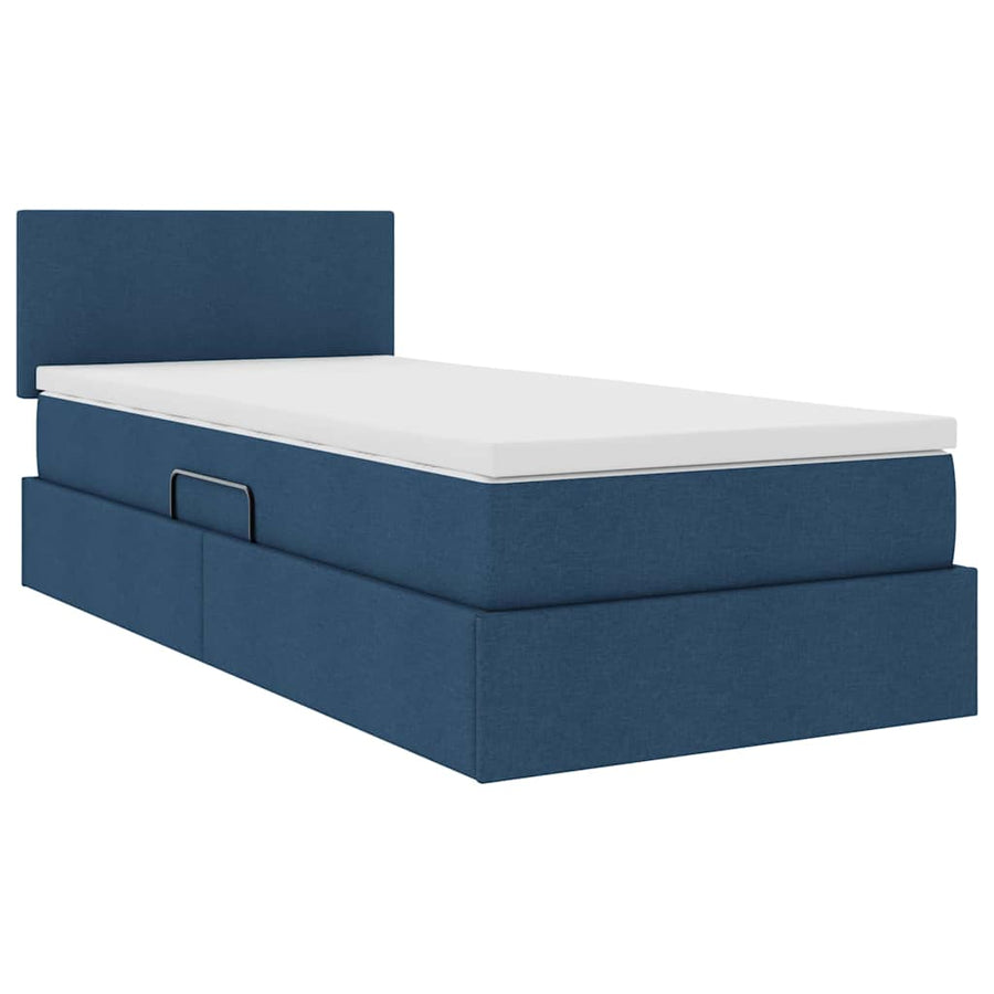 Opbergbed met matras met matras Blauw 90 x 200 cm Bewerkt hout