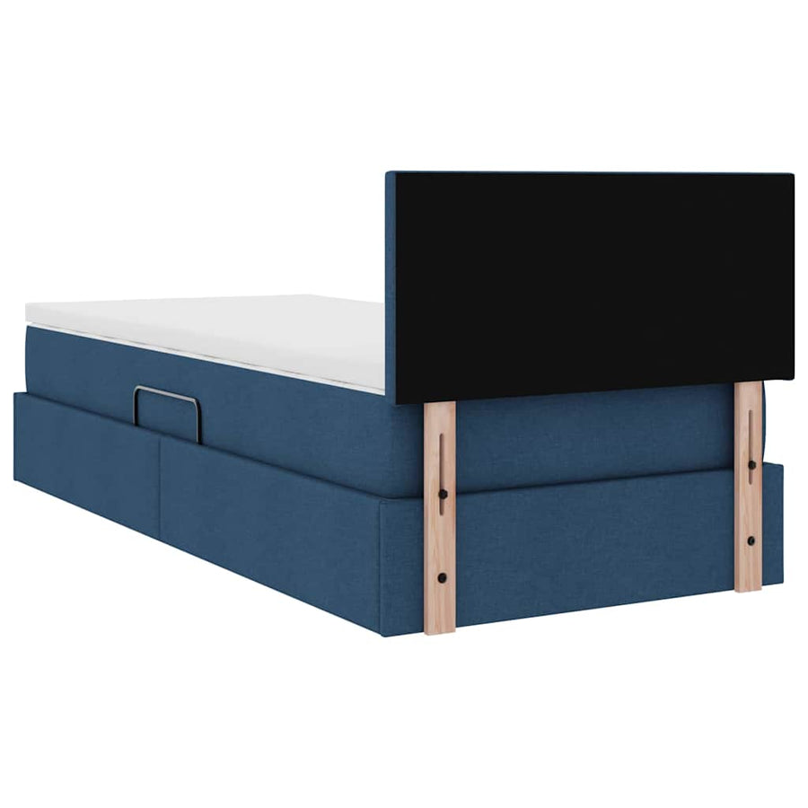 Opbergbed met matras met matras Blauw 90 x 200 cm Bewerkt hout