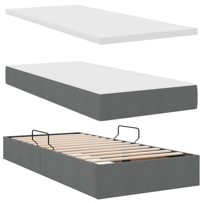 Opbergbed met matras Donkergrijs 100 x 200 cm Bewerkt hout