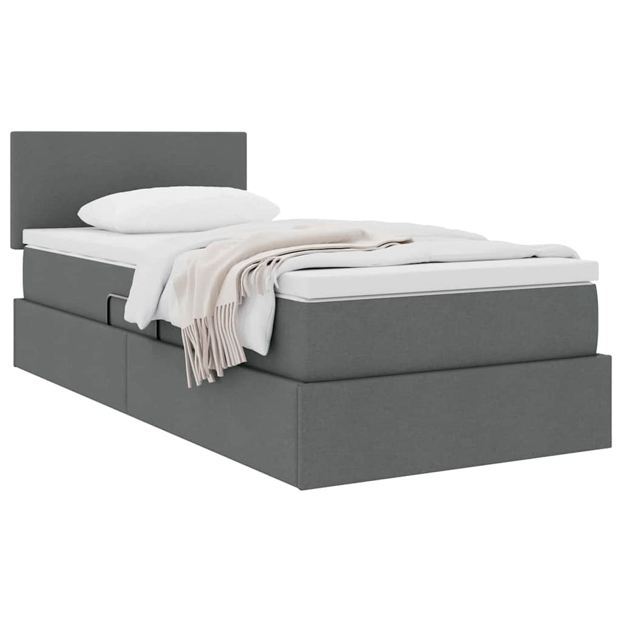 Opbergbed met matras Donkergrijs 100 x 200 cm Bewerkt hout