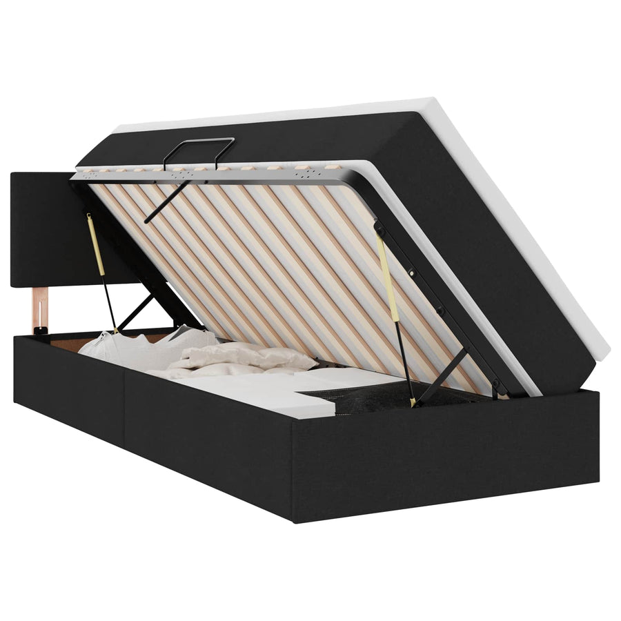 Opbergbed met matras met matras Zwart 100 x 200 cm Bewerkt hout